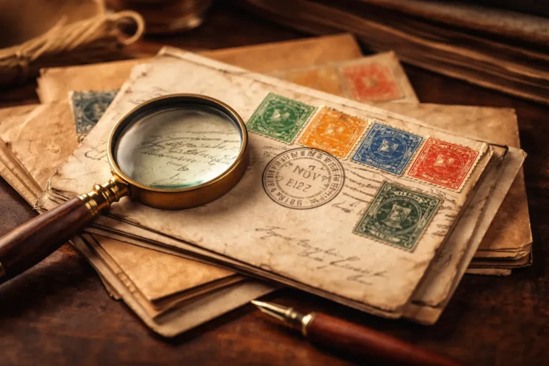 Como avaliar envelopes postais antigos com selos colados e carimbo legível