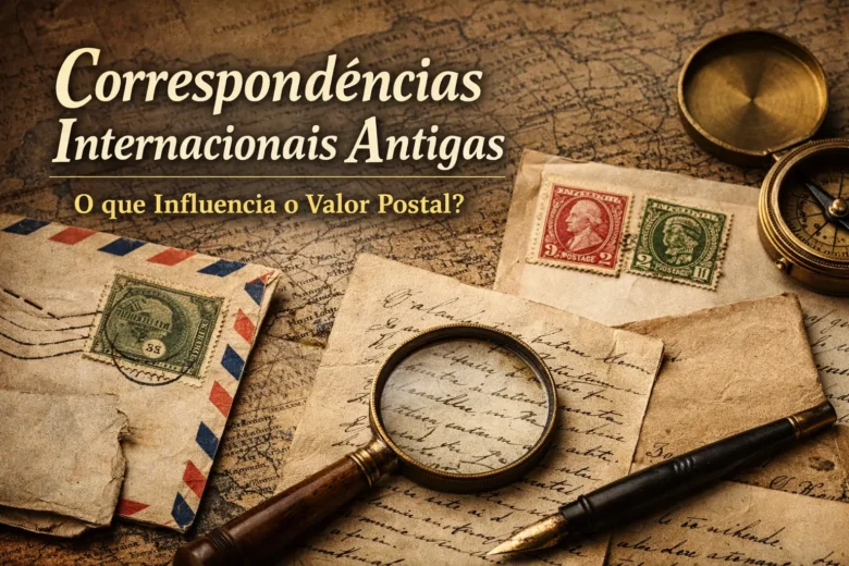Correspondências internacionais antigas o que influencia o valor postal