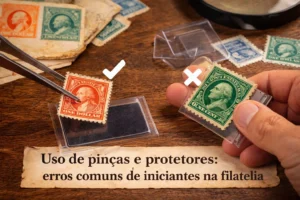Uso de pinças e protetores erros comuns de iniciantes na filatelia